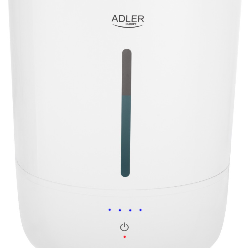 Umidificator de aer Adler AD 7971, 30 W, Pana la 20 m², 5 litri, 150-300 ml/h, ultrasonic, Pana la 50 h cu o umplere, Alb