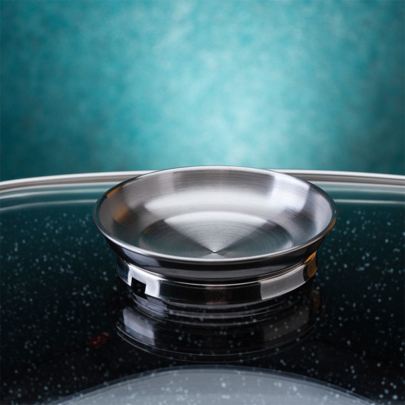 Roaster Oliver Voltz OV54323C24A, 4.4 l, Capac din sticla, Finisaj marmura, Inductie, Gri