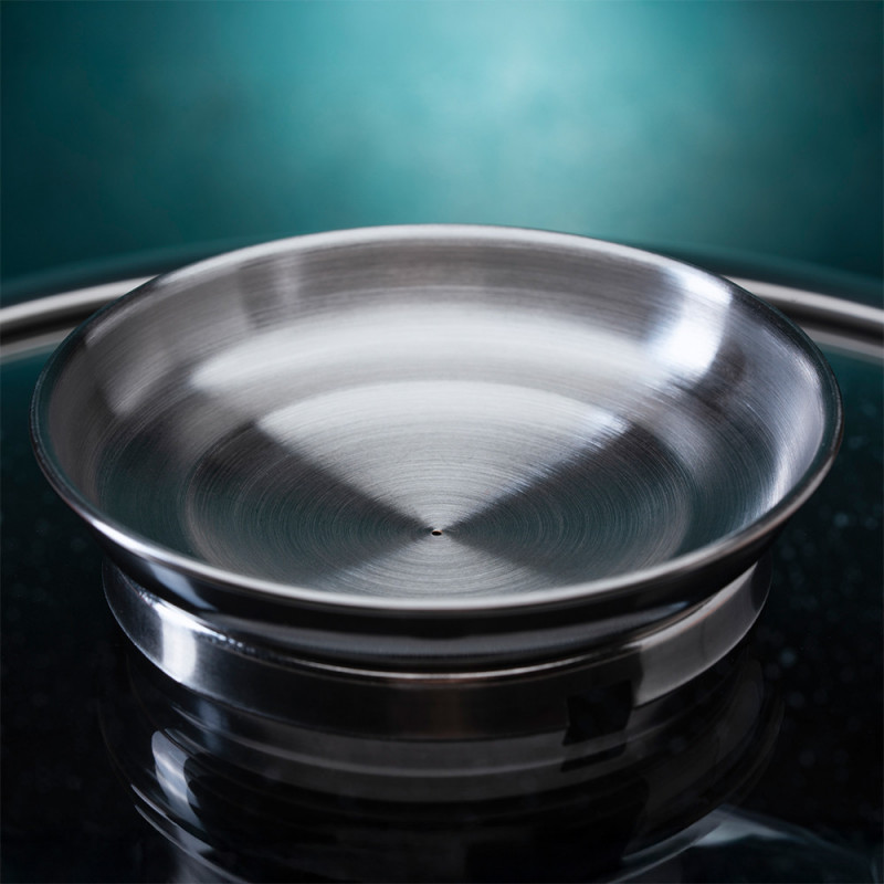 Roaster Oliver Voltz OV54323C28A, 28 cm, 6.5 L, Capac din sticla, Finisaj marmura, Inductie, Negru