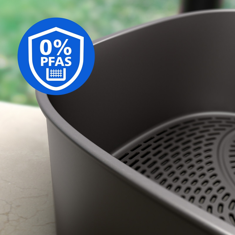 Friteuză verticală dublă cu aer cald Philips Dual Stack 4000 NA460/00, 2750 W, 10 l, 13 programe, 40-220 °C, sincronizare, acoperire ceramică fără PFAS, fereastră, negru