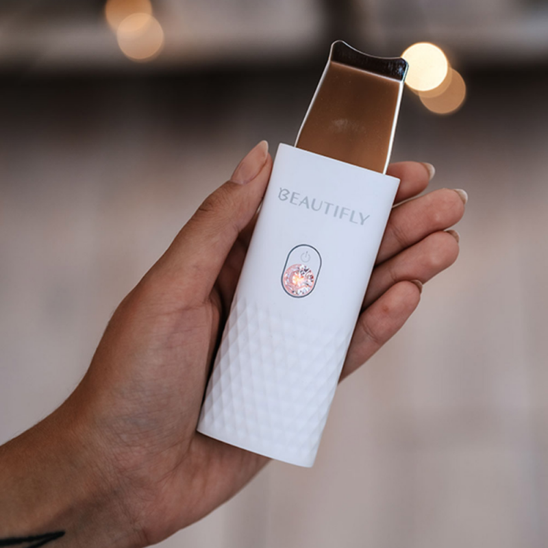 Aparat cu ultrasunete pentru curatarea fetei Beautifly B-Scrub Mini, 2 W, 60 min, Electrostimulare, Exfoliere, Ioni, Alb