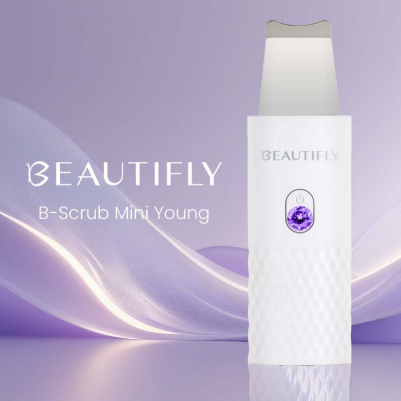 Aparat cu ultrasunete pentru curatarea fetei Beautifly B-Scrub Mini, 2 W, 60 min, Electrostimulare, Exfoliere, Ioni, Alb