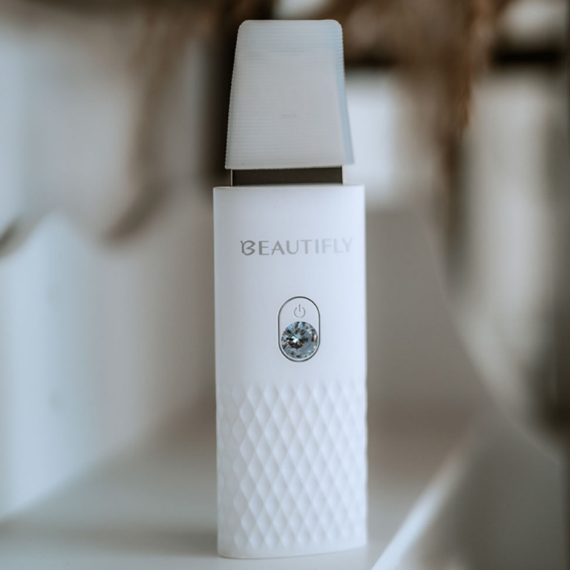 Aparat cu ultrasunete pentru curatarea fetei Beautifly B-Scrub Mini, 2 W, 60 min, Electrostimulare, Exfoliere, Ioni, Alb