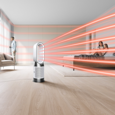 Purificator de aer 2in1 Dyson Purifier Hot+Cool HP1 544826-01, Incalzire/Racire, 50 W, 30 m2, 287 l/s, 10 viteze, Air Multiplier™, Wi-Fi, Bluetooth, Oscilatie, Alb/Argintiu