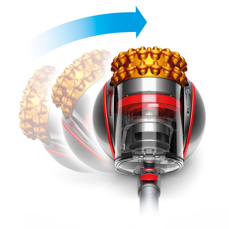 Aspirator fără sac Dyson Cinetic Big Ball Multi Floor 2 230278-01, 700 W, 170 AW, 0,8 l, Radial Root Cyclone, poziție verticală automată la răsturnare, nichel/galben
