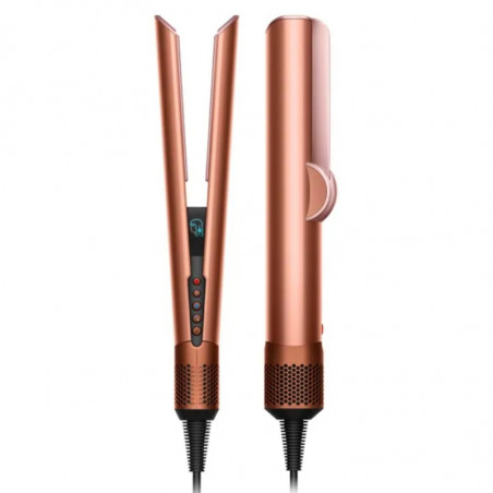 Placa pentru indreptat și uscat parul Dyson HT01 Airstrait Amsi/Pkcp 143343-01, 1600 W, max. 140°C, Ionizare, 6 setari temperatura,Acoperire din cupru, LCD, Chihlimbar/Roz sampanie