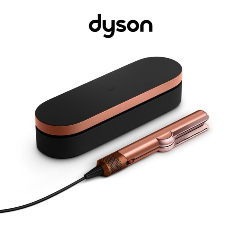 Placa pentru indreptat și uscat parul Dyson HT01 Airstrait Amsi/Pkcp 143343-01, 1600 W, max. 140°C, Ionizare, 6 setari temperatura,Acoperire din cupru, LCD, Chihlimbar/Roz sampanie