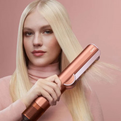 Placa pentru indreptat și uscat parul Dyson HT01 Airstrait Amsi/Pkcp 143343-01, 1600 W, max. 140°C, Ionizare, 6 setari temperatura,Acoperire din cupru, LCD, Chihlimbar/Roz sampanie