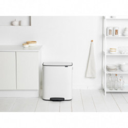 Coș de gunoi Brabantia Bo Pedal 1003188, 2x30 l, închidere lină, bază antiderapantă, alb
