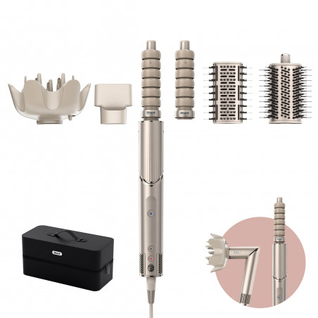 Uscator si styler pentru par Shark FlexStyle HD426SLEU, 1650 W, 3 viteze, 3 temperaturi, Uscare, Ondulare, Fixare, Indreptare, Coanda, Sampanie