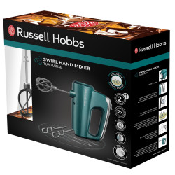 Mixer manual Russell Hobbs Swirl 25891-56, 350 W, 5 viteze, Functie Turbo, Buton pentru accesorii, Batator elicoidal de inalta performanta, Fara BPA, Turcoaz