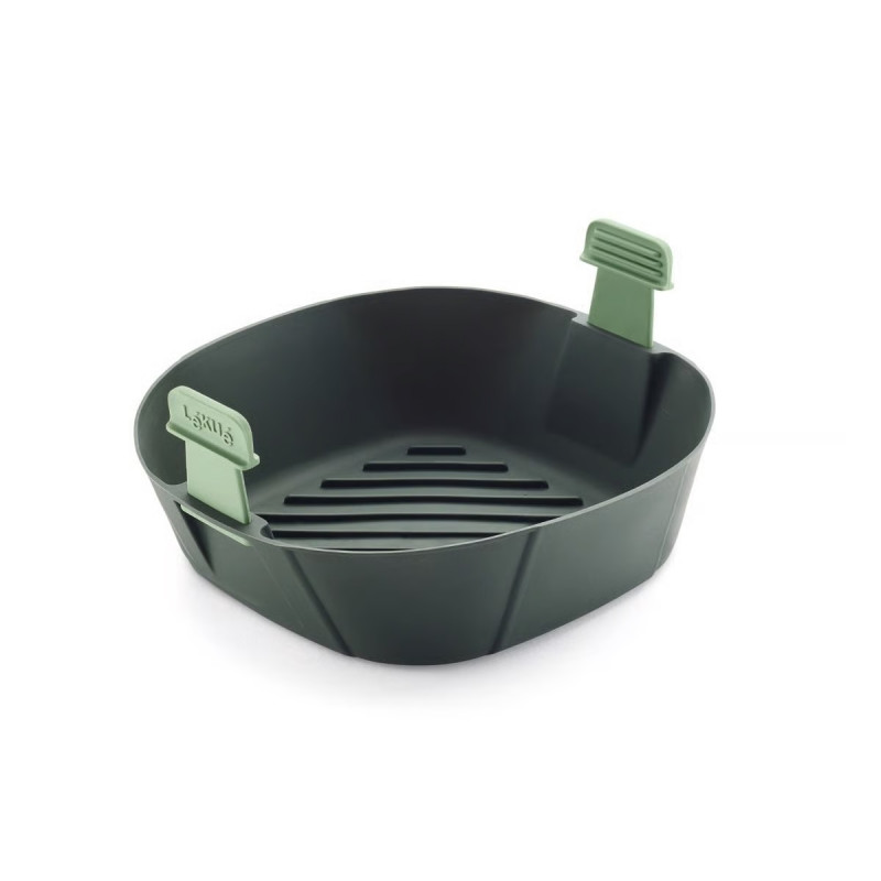 Cos pentru friteuza cu aer cald Lekue 1009494, 22,1 x 22,1 cm, -20°C/+220°C, Silicon, Negru