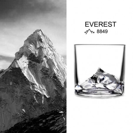 Set pahare pentru whisky LIITON 1006964 Everest, 270 ml, 2 buc, Fund 3D Muntele Everest, Transparent