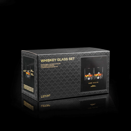 Set pahare pentru whisky LIITON 1006964 Everest, 270 ml, 2 buc, Fund 3D Muntele Everest, Transparent