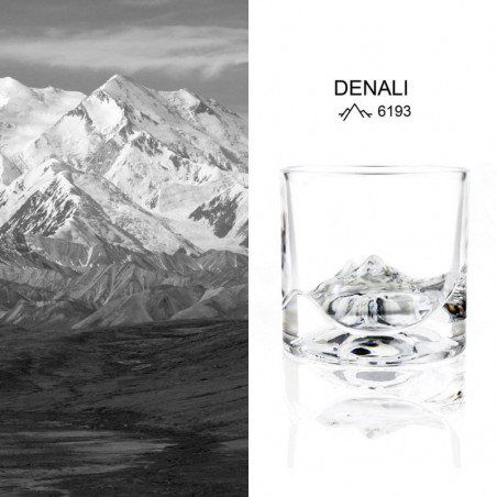 LIITON 1006970 Set pahare de whisky Denali, 230 ml, 2 bucăți, pereți îngroșați, fund 3D în formă de vârful Denali, transparent