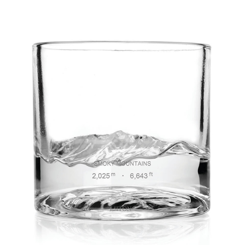 Set pahare pentru whisky LIITON 1009931 Smoky Mountain, 230 ml, 2 buc, Fund 3D Great Smoky Mountain, Transparent