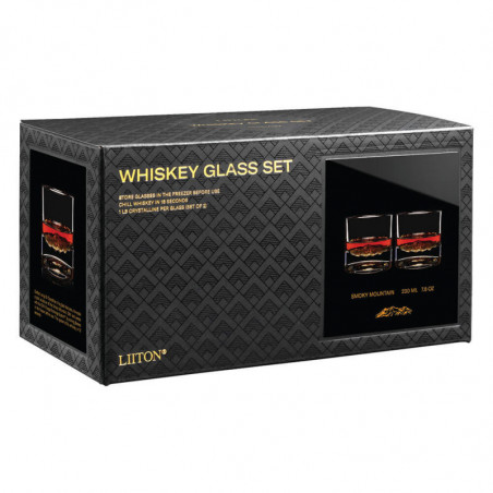 Set pahare pentru whisky LIITON 1009931 Smoky Mountain, 230 ml, 2 buc, Fund 3D Great Smoky Mountain, Transparent