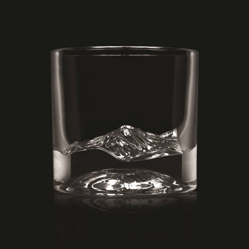 Set pahare pentru whisky LIITON 1009977 Rocky Mountain, 240 ml, 2 buc, Fund 3D varf Elbert, Transparent