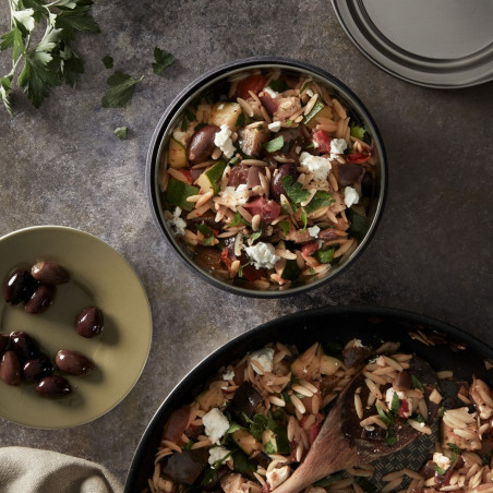 Cutie pentru pranz cupa din sticla Black+Blum GR-LB-L015, 0,75 L, Fara BPA, Gri inchis