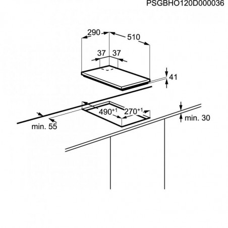 Plita pe gaz incorporabila Electrolux EGG3322NVX(ST), 4000 W, Aprindere electronica, Sistem de siguranta, Negru