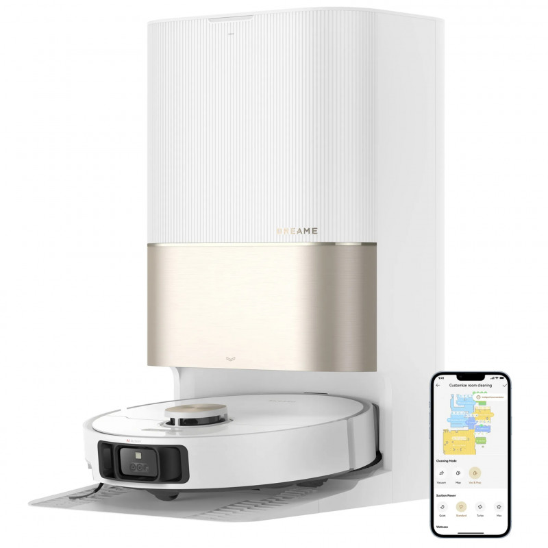 Aspirator robot Dreame X40 Ultra Complete RLX63CE-2, 12000 Pa, 180 min, 3,2 l, cameră AI RGB, Wi-Fi, curățare uscată/umedă, OmniDirt, autocurățare a mopului la 70 °C, stație de golire automată, alb