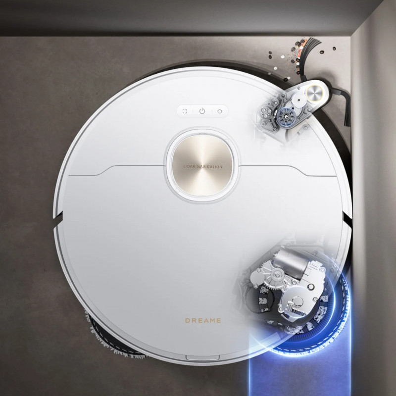 Aspirator robot Dreame X40 Ultra Complete RLX63CE-2, 12000 Pa, 180 min, 3,2 l, cameră AI RGB, Wi-Fi, curățare uscată/umedă, OmniDirt, autocurățare a mopului la 70 °C, stație de golire automată, alb