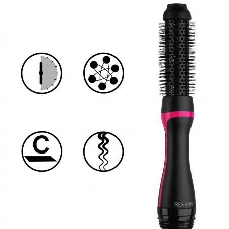 Perie electrica pentru coafare si uscare REVLON One-Step Root Booster Hot Air Brush RVDR5292, 820 W, 3 trepte, 3 viteze, Acoperire ceramica, Ionizare, Varf rece, Negru/Roz