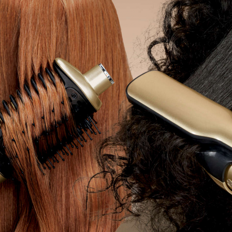 Uscator si styler pentru par 5in1 Shark Glam Multistyler HD6052SEU, 1500 W, 3 viteze, 6 temeperaturi, 100-220°C, Elemente ceramice, Ionizare, Ondulare automata Coanda, Gloss Lock, Auriu