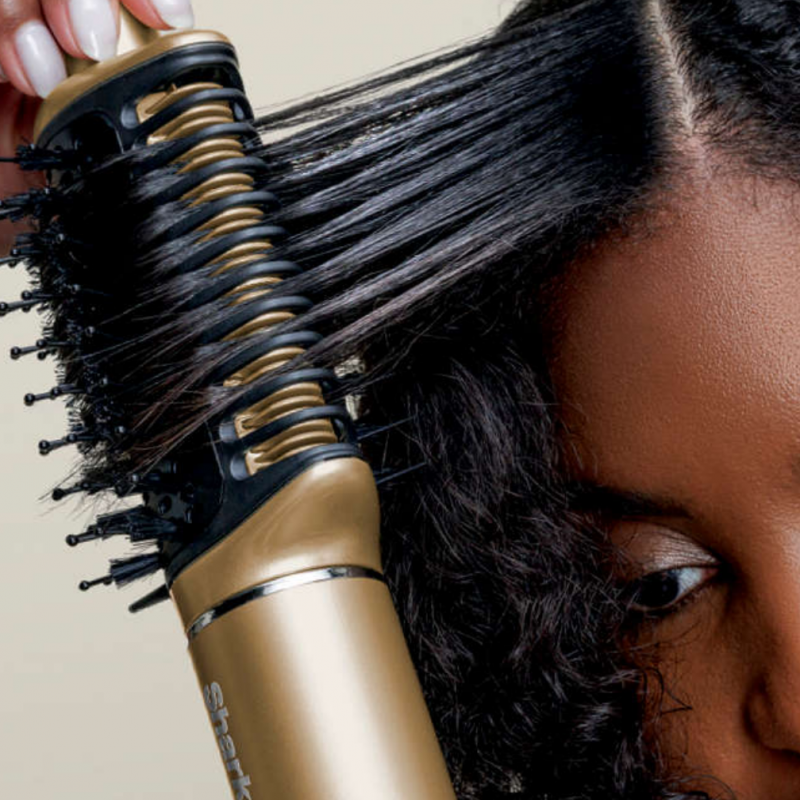 Uscator si styler pentru par 5in1 Shark Glam Multistyler HD6052SEU, 1500 W, 3 viteze, 6 temeperaturi, 100-220°C, Elemente ceramice, Ionizare, Ondulare automata Coanda, Gloss Lock, Auriu