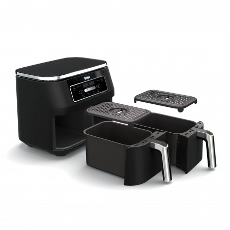 Friteuză cu aer cald Ninja Foodi Dual Zone AF200EU, 2400 W, zone de gătit independente, 7,6 l, 4 programe, 100-240 °C, Max Crisp, Sync, negru