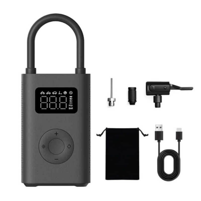 Compresor de aer cu acumulator Xiaomi Portable Electric Air Compressor 2 BHR7112GL, 3-150 psi, Pana la 10 anvelope, 6 moduri, 3 adaptoare, Lanterna LED, Negru