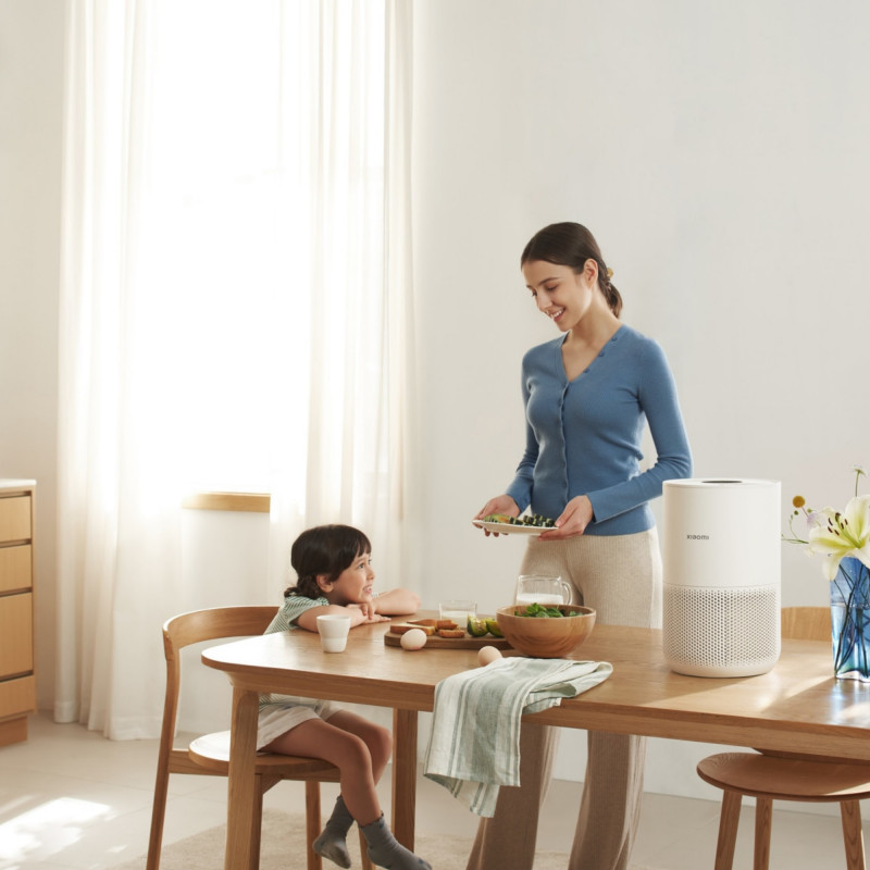Purificator de aer Xiaomi Smart Air Purifier 4 Compact BHR5860EU, 27 W, 27 m², 230 m³/h, PM2.5, Indicator calitate aer, SMART, Mi Home, Alb