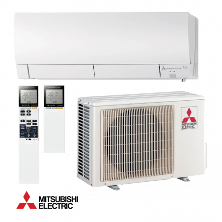 Aparat de aer condiționat cu invertor Mitsubishi Electric MSZ-FH25VE + MUZ-FH25VEHZ, 9000 BTU, 20 m², A+++, R-410A, I-SEE, Natural Flow, Plasma Quad, Swing, alb