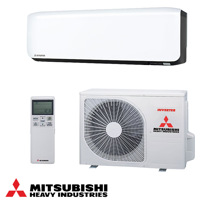 Aparat de aer conditionat cu invertor Mitsubishi Heavy Industries SRK25ZS-WFB + SRC25ZS-W, 9000 BTU, 20 m², A+++, Wi-Fi, R-32, Alb/Negru