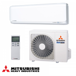 Aparat de aer condiționat cu invertor Mitsubishi Heavy Industries SRK25ZSX-WF + SRC25ZSX-W, 9000 BTU, 20 m², Wi-Fi, R-32, alb