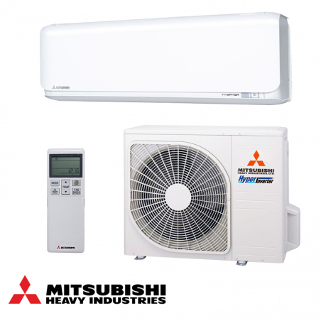 Aparat de aer condiționat cu invertor Mitsubishi Heavy Industries SRK25ZSX-WF + SRC25ZSX-W, 9000 BTU, 20 m², Wi-Fi, R-32, alb