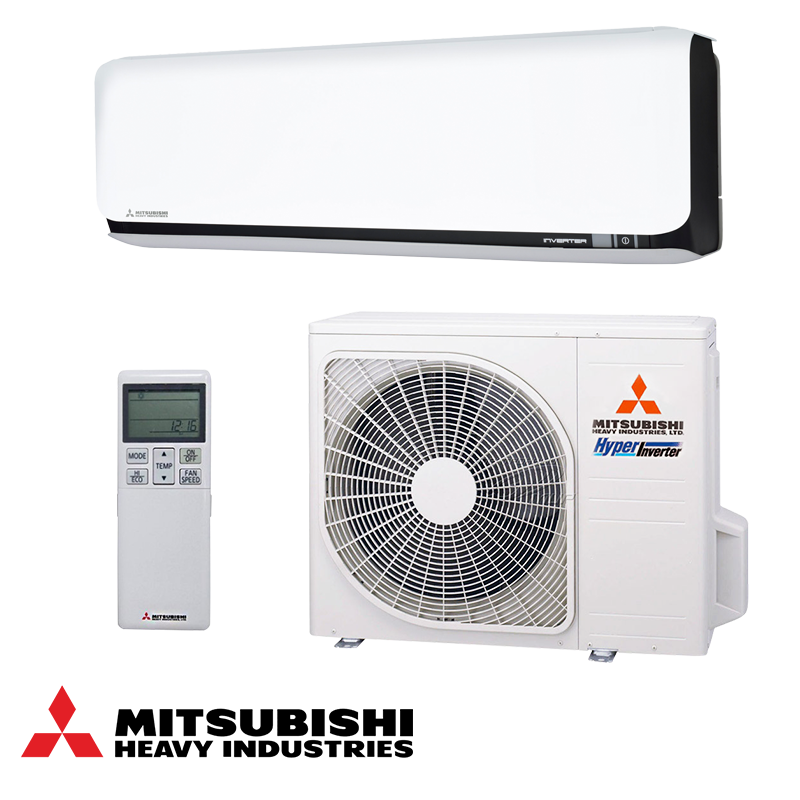 Aparat de aer conditionat cu invertor Mitsubishi Heavy Industries SRK25ZSX-WFB + SRC25ZSX-W, 9000 BTU, 20 m², Wi-Fi, R-32, Alb/Negru