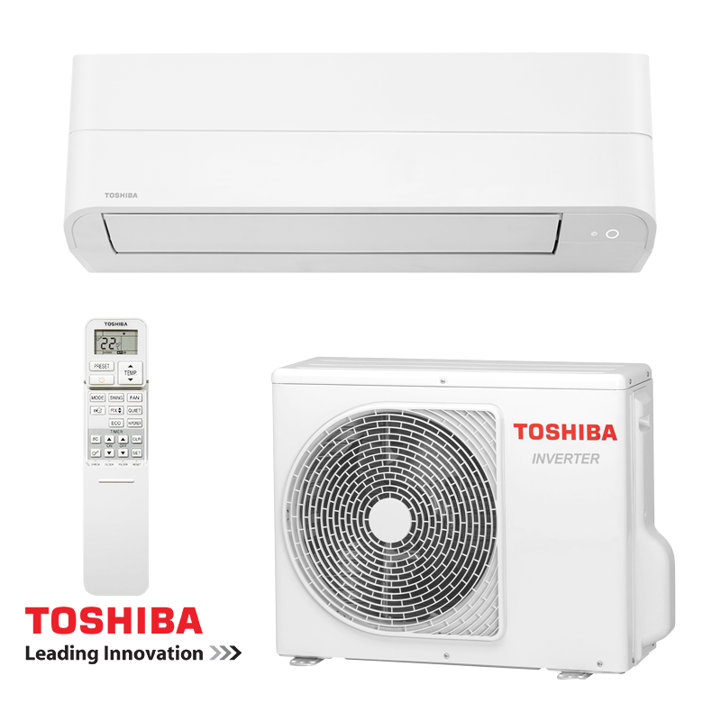 Aparat de aer condiționat cu invertor Toshiba Essento RAS-B18B2KV2G-E + RAS-18B2AVG-E2, 18.000 BTU, 35 m², R-32, A++, alb