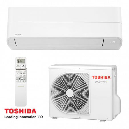 Aparat de aer condiționat cu invertor Toshiba Essento RAS-B24B2KV2G-E + RAS-24B2AVG-E2, 24.000 BTU, 45 m², R-32, A++, alb