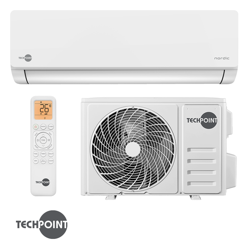 Aparat de aer conditionat cu invertor TechPoint NPT 24 X-PRO NORDIC, 24000 BTU, 45 m², A++, Wi-Fi, R-32, Golden Fin, Alb