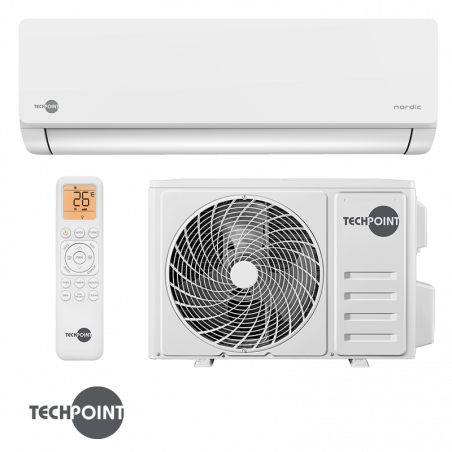 Aparat de aer conditionat cu invertor TechPoint NPT 24 X-PRO NORDIC, 24000 BTU, 45 m², A++, Wi-Fi, R-32, Golden Fin, Alb