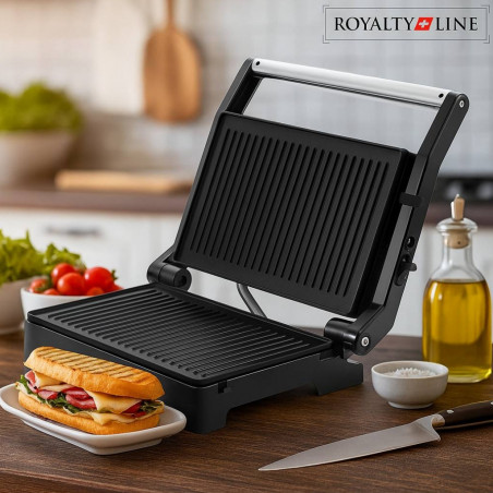 Sandwich maker Royalty Line RL-PM1000, 1000W, Placi antiaderente, Negru