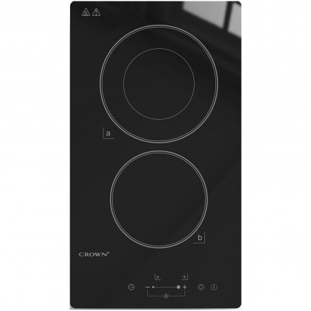 Plita ceramica incorporabila Crown VCP 32D, 3000W, Timer, Dubla, Ecran tactil, Negru