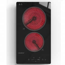 Plita ceramica incorporabila Crown VCP 32D, 3000W, Timer, Dubla, Ecran tactil, Negru