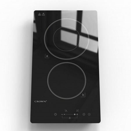 Plita ceramica incorporabila Crown VCP 32D, 3000W, Timer, Dubla, Ecran tactil, Negru