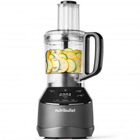 Blender, robot, Nutribullet 3in1 Triple Prep System NBF580B, 1500 W, 1,8 l, 8 programe, 3 viteze, 8 programe, Recunoastere accesorii, Comandă tactila, Negru/gri