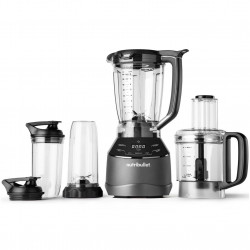 Blender, robot, Nutribullet 3in1 Triple Prep System NBF580B, 1500 W, 1,8 l, 8 programe, 3 viteze, 8 programe, Recunoastere accesorii, Comandă tactila, Negru/gri