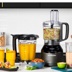 Blender, robot, Nutribullet 3in1 Triple Prep System NBF580B, 1500 W, 1,8 l, 8 programe, 3 viteze, 8 programe, Recunoastere accesorii, Comandă tactila, Negru/gri