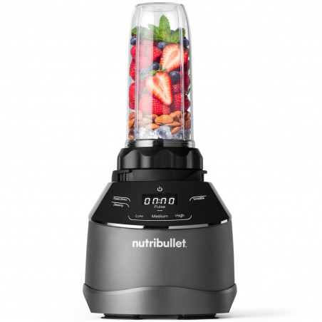 Blender, robot, Nutribullet 3in1 Triple Prep System NBF580B, 1500 W, 1,8 l, 8 programe, 3 viteze, 8 programe, Recunoastere accesorii, Comandă tactila, Negru/gri