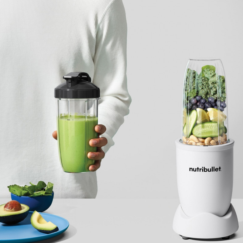Blender Nutribullet Pro NB907MAW, 900 W, 700/900 ml, Tritan, Otel inoxidabil, Fara BPA, Alb mat